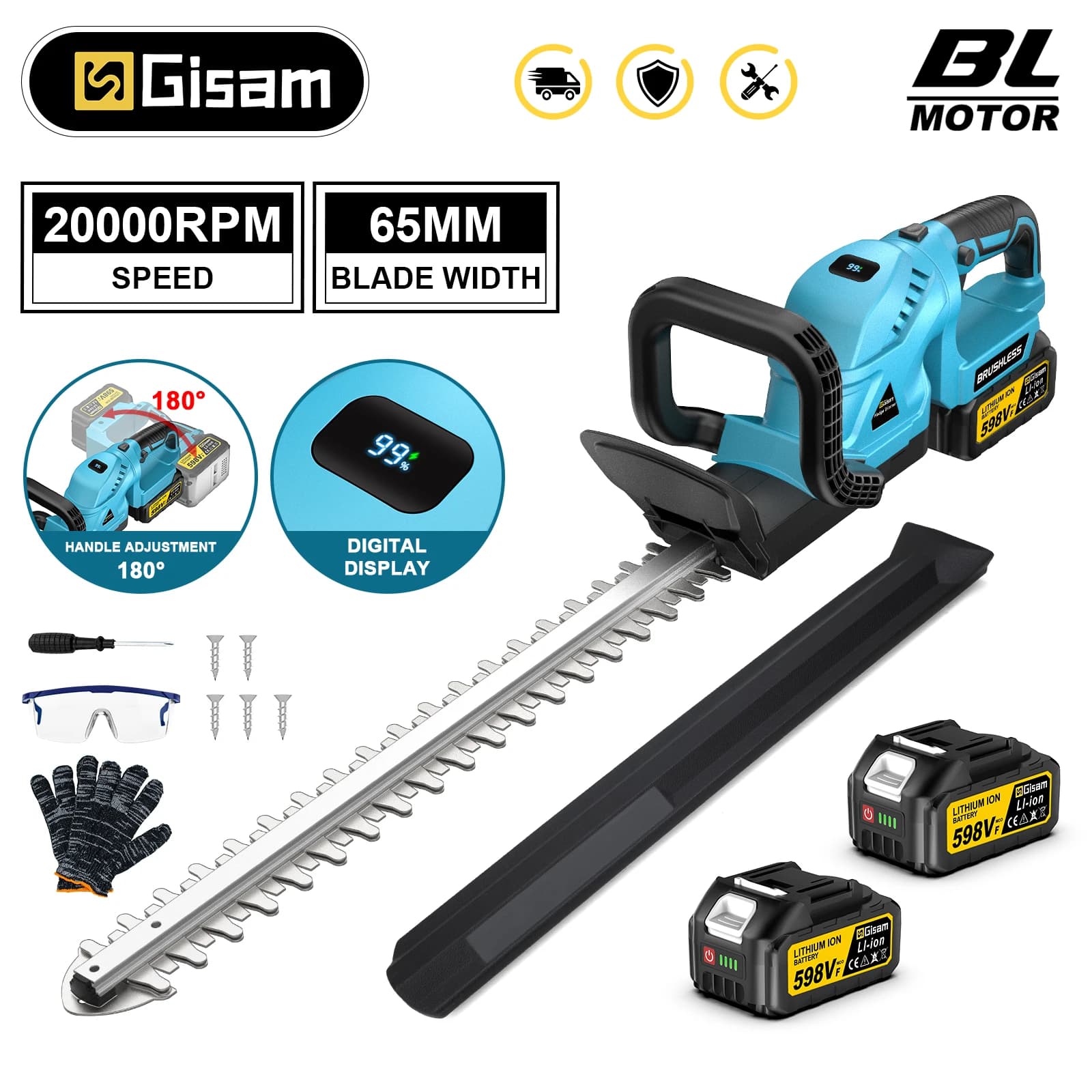 Nożyce do żywopłotu Gisam 65MM - zestaw 2xAKU